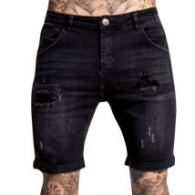 Short en jean à trous élastiques pour hommes