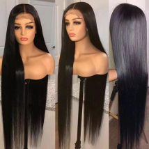 Perruque Lace Front Wig pour femmes, cheveux longs, frange à air, cheveux longs et lisses, en fibre chimique, couvre-chef, livraison ponctuelle