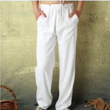 Pantalon en lin décontracté léger et ample pour hommes Pantalon confortable pour la maison