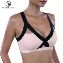 SUPERFLOWER – soutien-gorge de sport pour femmes, haut court, vêtements de sport pour dames, couleur unie, sous-vêtements féminins en dentelle croisée sur le devant