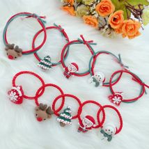 1PC Christmas Adult Children Head Rope High Elastic Double Color Hair Tie Hair Rope Ins