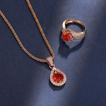 Bijoux en Zircon rouge grenade 3 carats, Champagne, or, pendentif trésor coloré, bague de luxe légère de haute qualité pour femmes, nouvelle collection