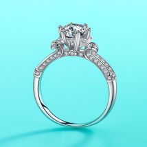 Bague en argent pur tenant une fleur, couleur D, diamant Mosang, ensemble de groupe de luxe, proposition reine de glace et de neige pour femmes