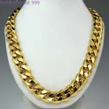 Collier chaîne gourmette cubaine solide en or massif pour homme de 210 g N276 60 cm