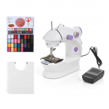 INNE Sewing Machine Mini Manual Portable Assistant Household Electrec Straight Line Two Thread With Light Pedal DIY Clothe