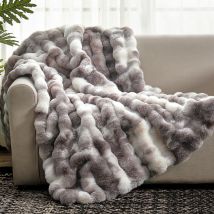 Double-Sided Fluffy Fleece Blanket - Oversized Plush Throw For Sofa & Bed Ultra-Soft Decorative Blanket For Travel Home Office (60"X80" Grey)​​