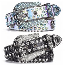 VOOTHOST Punk Strass ceintures sangle Western Cowboy diamants Bling ceinture hommes Y2K cristal clouté Cinto De Strass pour jean VB080