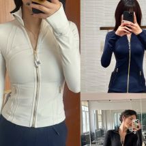 Vêtements pour femmes, nouveau style, étiquette dorée, col montant, manteau court, vêtements de sport, de yoga, coupe ajustée, veste de sport pour femmes