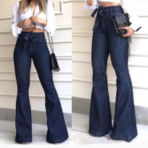 Jeans taille haute pour femmes, pantalons évasés à lacets, pantalons à jambes larges et jeans pour femmes