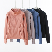 women clothing yoga lulu spring new half-zip yoga jacket women's quick-drying tight top sports fitness training