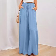 Women's clothing spring and summer new women's wide-leg trousers elastic belt wide-leg high waist long skirt pants women