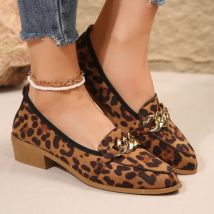 Mocassins bas à chaînes métalliques pour femmes