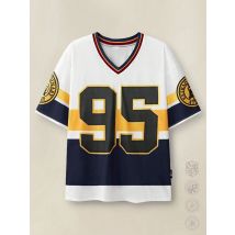 2025 Summer New Men's Summer Print 95 V-neck Rugby T-shirt For Men And Women Can Be Casual Fashion Outdoor Street Sports Short-s