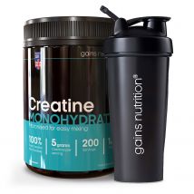 Creatine Monohydrate Powder Tub | 1KG + 600ml Shaker Black
