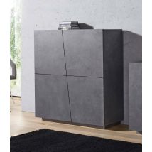 Credenza moderna di design a 4 ante Abbabbau, Made in Italy, Buffet da cucina, Madia con scaffali da cucina, cm 120x43h126, Grigio Ardesia
