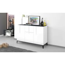 Credenza moderna a 3 ante e 1 Albatross, Made in Italy, Madia da cucina rialzata, Buffet di design da soggiorno, Cm 120x40h82, Bianco lucido e Ardesia