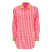 Geruite Overhemd met Borduursel en Rand MC2 Saint Barth , Pink , Dames