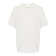 Witte Katoenen T-shirt met Ingelegd Logo Ami Paris , White , Heren