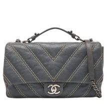 Pre-owned Leather handbags Chanel Vintage , Gray , Dames
