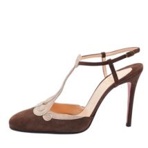 Pre-owned Suede sandals Christian Louboutin Pre-owned , Brown , Dames