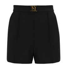 Zwarte Stretch Crepe Shorts met Hoge Taille Elisabetta Franchi , Black , Dames