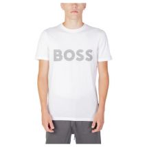 Heren Klassiek Katoenen T-Shirt Boss , White , Heren