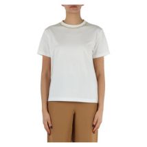 Katoenen T-shirt met Kralen Fabiana Filippi , White , Dames
