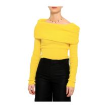 Gele Geribbelde Sweatshirts met Blote Schouders Philosophy di Lorenzo Serafini , Yellow , Dames