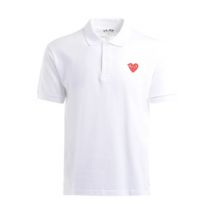 Witte Polo Shirt met Rood Hart Logo Comme des Garçons Play , White , Heren