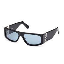 Rechthoekige zonnebril met zwart montuur en blauwe lenzen Gcds , Black , Dames