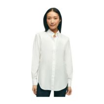Witte relaxte pasvorm Non-Iron stretch Supima katoenen overhemd met button-down kraag Brooks Brothers , White , Dames