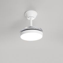 Ventilatore Moderno Mini Open+ Metallo Bianco Acrilico Trasparente Led 24W Cct