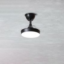 Ventilatore Moderno Mini Open+ Metallo Nero Acrilico Trasparente Led 24W Cct