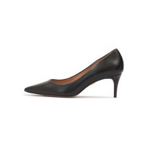 Schwarze Lederpumps mit niedrigem Absatz