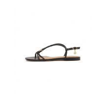 Kazar Schwarze Ledersandalen mit Schmuckverzie