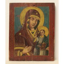 Ikone Sacra Der Fine Der XIX Sec Madonna Mit Christus Segen / Kunst Sacra
