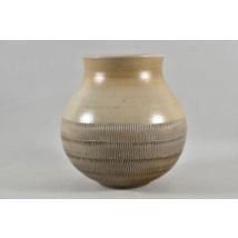 a76i59- Künstler Keramik Vase mit Ritzdekor, signiert