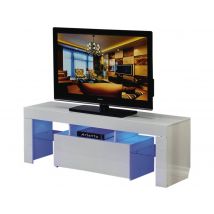 Mobile TV Led BORDA - 130 x 34 x 45 cm - Bianco laccato