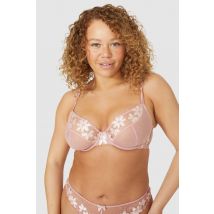 Womens Gorgeous DD+ Applique Embroidery Plunge Bra