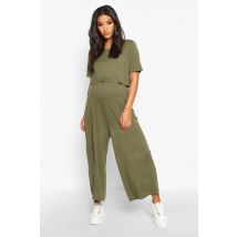 Maternité - Combinaison Jupe-Culotte D'Allaitement - Vert Kaki - 38, Vert Kaki