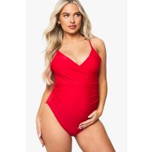 Maternité - Maillot De Bain Cache-Cœur Effet Bandage - Rouge - 36, Rouge