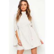 Robe À Col Montant Et Manches Larges - Blanc Écru - 38, Blanc Écru