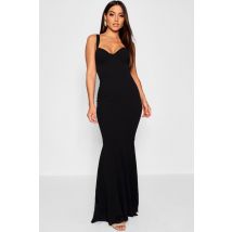 Robe Longue Ajustée À Ourlet Sirène Pour Demoiselle D'Honneur - Noir - 40, Noir