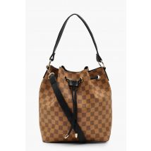 Sac À Main À Carreaux - Marron - One Size, Marron