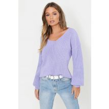 Pull Oversize À Col V - Lilas - M, Lilas