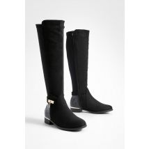 Bottes À Empiècement Croco - Noir - 37, Noir