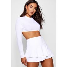 Jupe-Short Volantée En Tissu Crêpe - Blanc - 38, Blanc