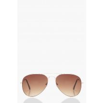 Lunettes De Soleil Style Aviateur - Marron - One Size, Marron