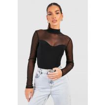 Body Brassière En Tulle - Noir - 38, Noir