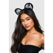 Oreilles De Chat En Dentelle - Halloween - Noir - Taille Unique, Noir